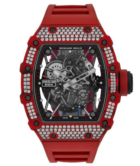 Buy Replica 2018 Richard Mille Rafael Nadal Diamond Studded 49MM Red Quartz TPT Automatic Watch RM 35-02 Buy Replica 2018 Richard Mille Rafael Nadal Diamond Studded 49MM Red Quartz TPT Automatic Watch RM 35-02